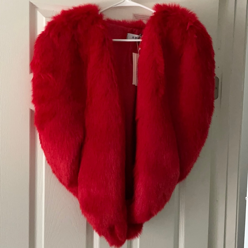 Red Faux Fur Heart Cape